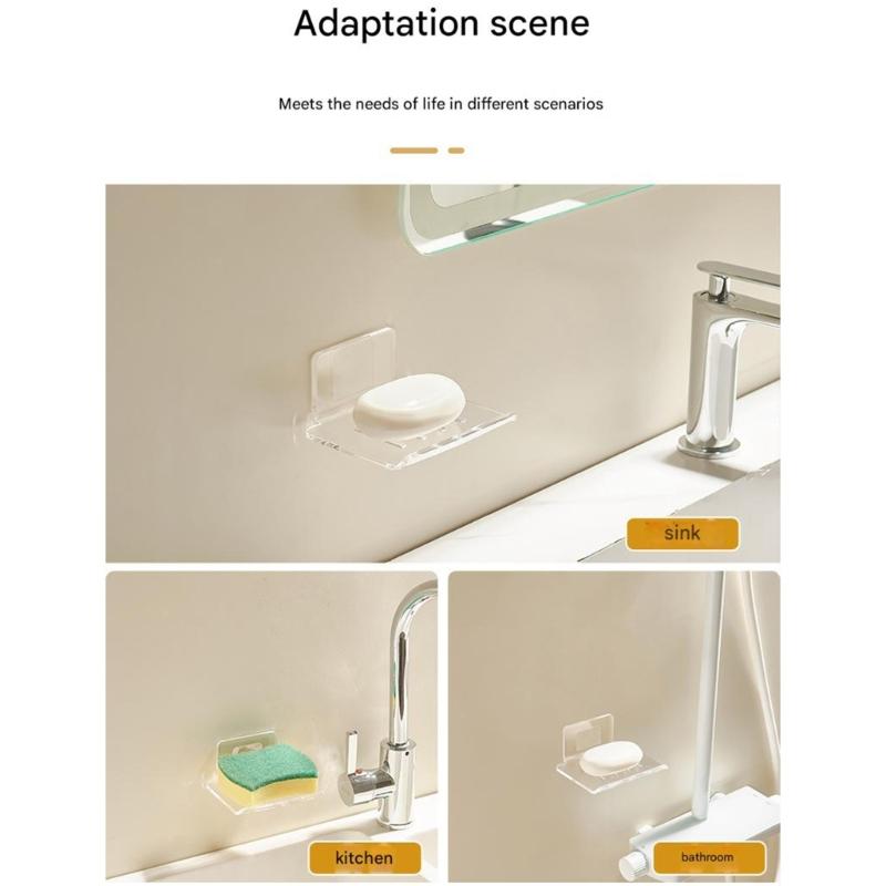 Clear Acrylic Soap Holder Ventilated Base No Damage Designs Upgrades for Quick Drying & Secure Wall Mounting