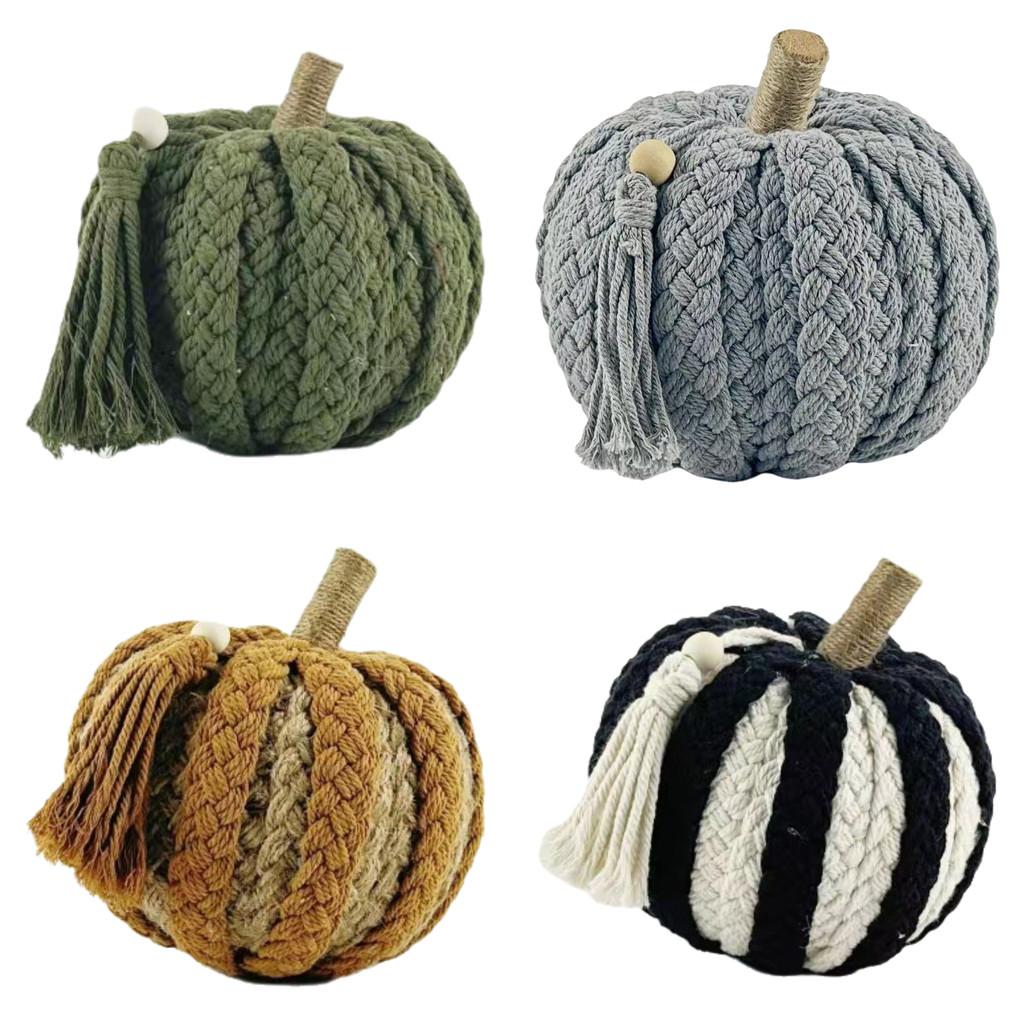 Table Halloween Pumpkin Top Decoration Handmade Woven Crafts Cotton Material