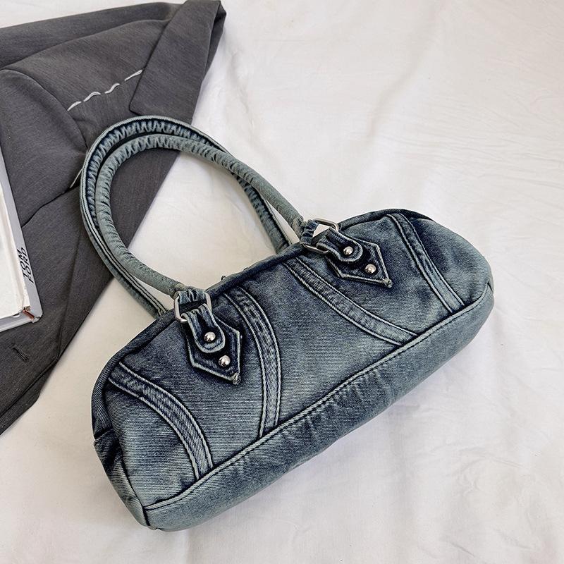 Handbag Wholesale 2025 New Casual Retro Niche Fashion Commuter Shoulder Underarm Bag Denim Bag