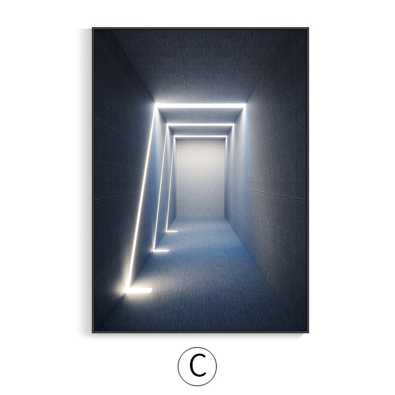 Nordic Building Corridor Picture Light and Shadow Painting On Canvas Posters Prints for Entrance Living Room Decor Wall Art