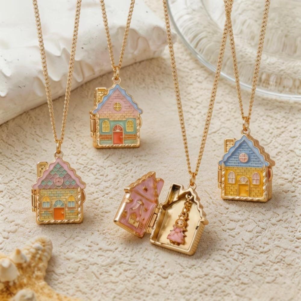 Elegant Openable Pendant Necklace Enamel Craft Opening Closing Necklace Birthday Gift