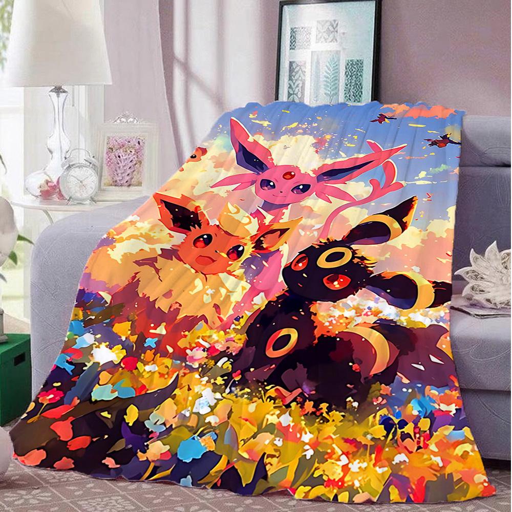 Kawaii E-Eevees Sofas Blankets and Bedspreads Anime Blanket for Bed Camping New Year Furry Bedspread the Home Decoration Sofa