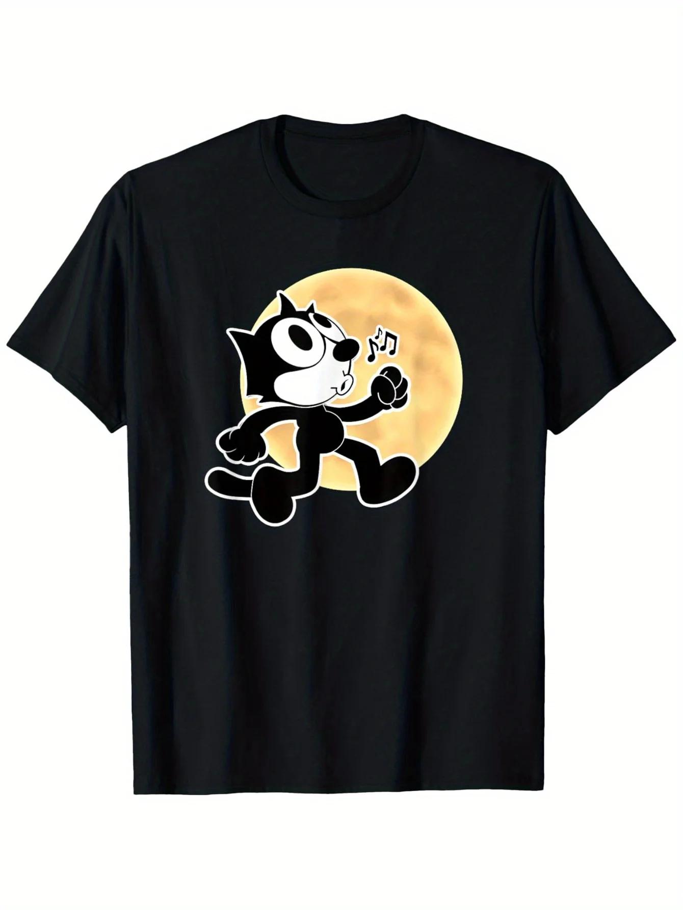 The Cat Singing Graphic Tee Breathable Cotton Crew Neck TShirt for Unisex S