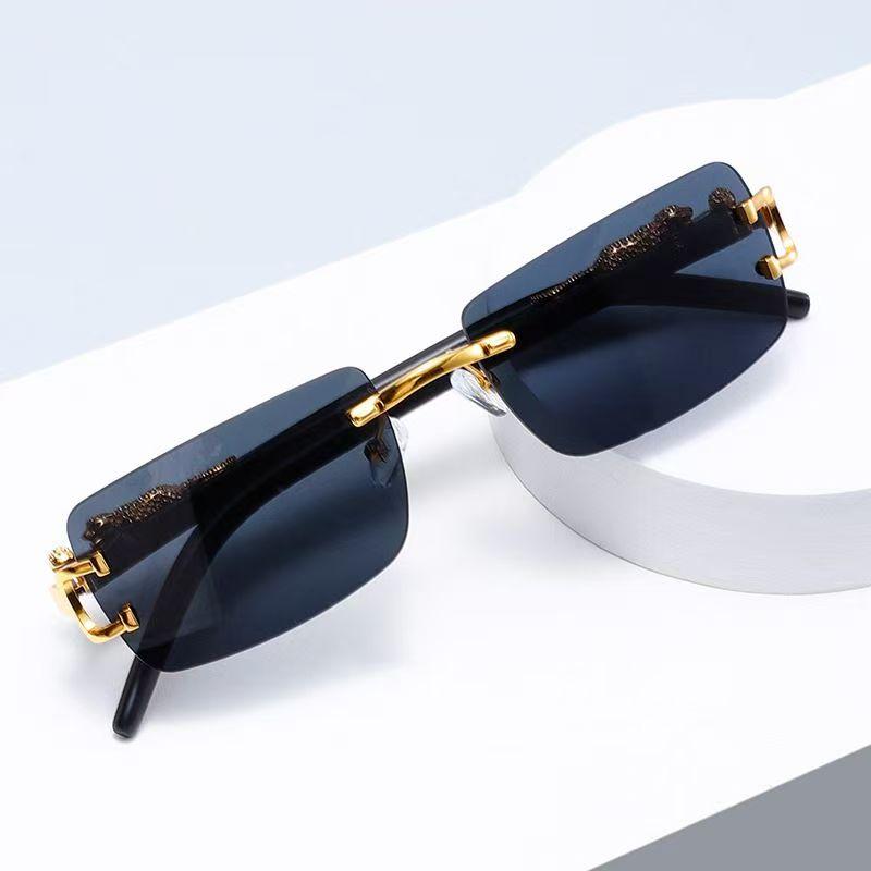 Lang Tao Men's New Frameless Square Sunglasses Fashion Wo Leopard Decorative Sun Glasses Outdoor Anti And Anti Glare Eyewear Uv400 Cm