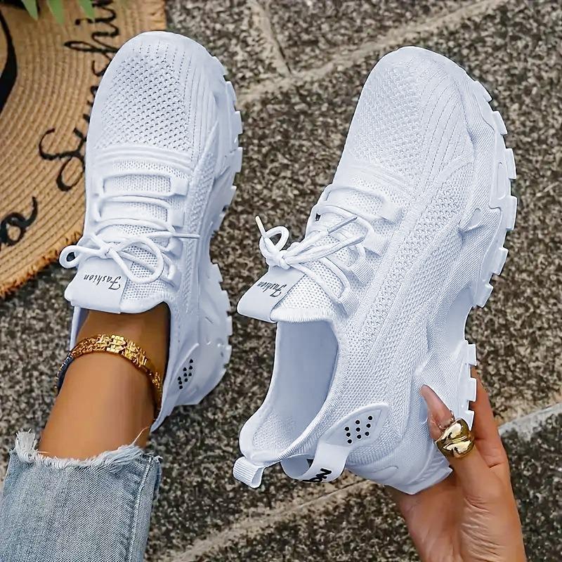 Women's Breathable Mesh Chunky Sneakers - Lightweight Athletic Shoes with Non-Slip Sole