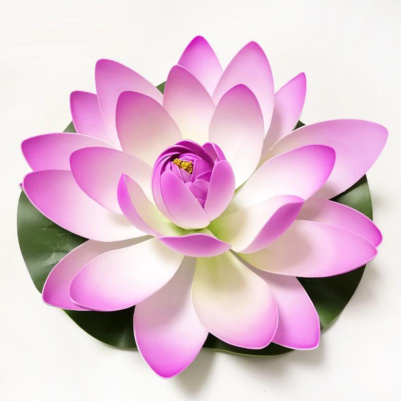 10/17/28/40/60cm Lotus Artificial Flower Floating Fake Lotus Plant Lifelike Water Lily Micro Landscape for Pond Garden Decor
