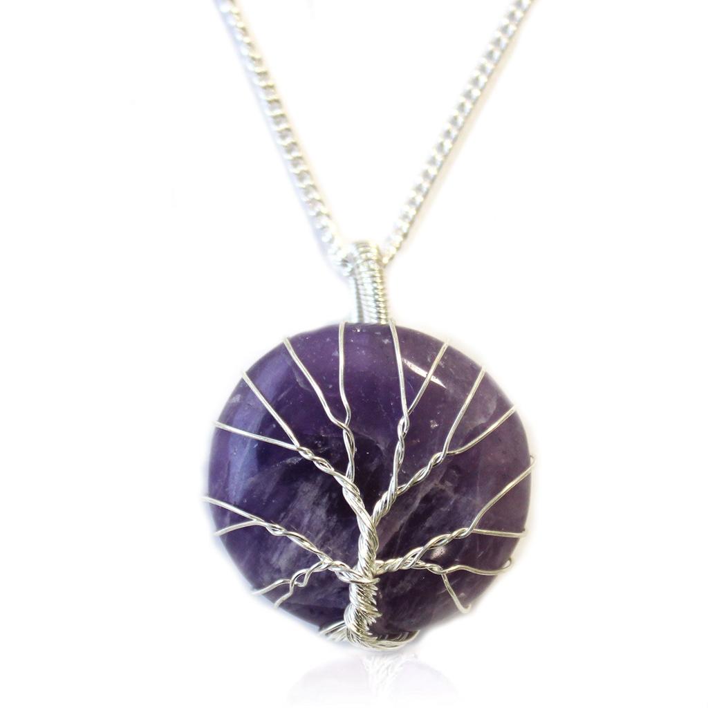 Amethyst Tree of Life Pendant Necklace