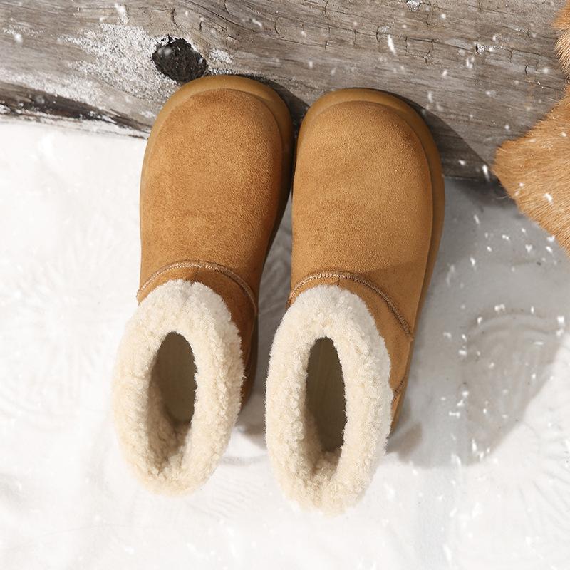 Koreanische Version Herbst und Winter neue hässlich süße Boken haarige kurze Schneestiefel Damen vielseitig warm gefütterte verdickte Baumwollschuhe
