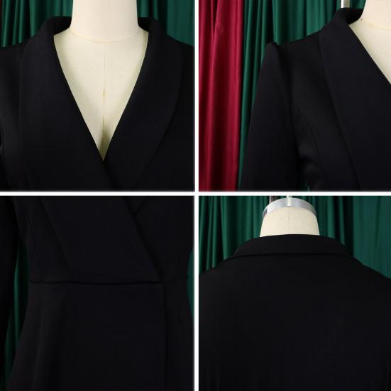 Womens Plus Size 2 Piece Outfits Long Sleeve Ruffle Irregular Hem Blazer Pants Set Business Suit Office Work Set