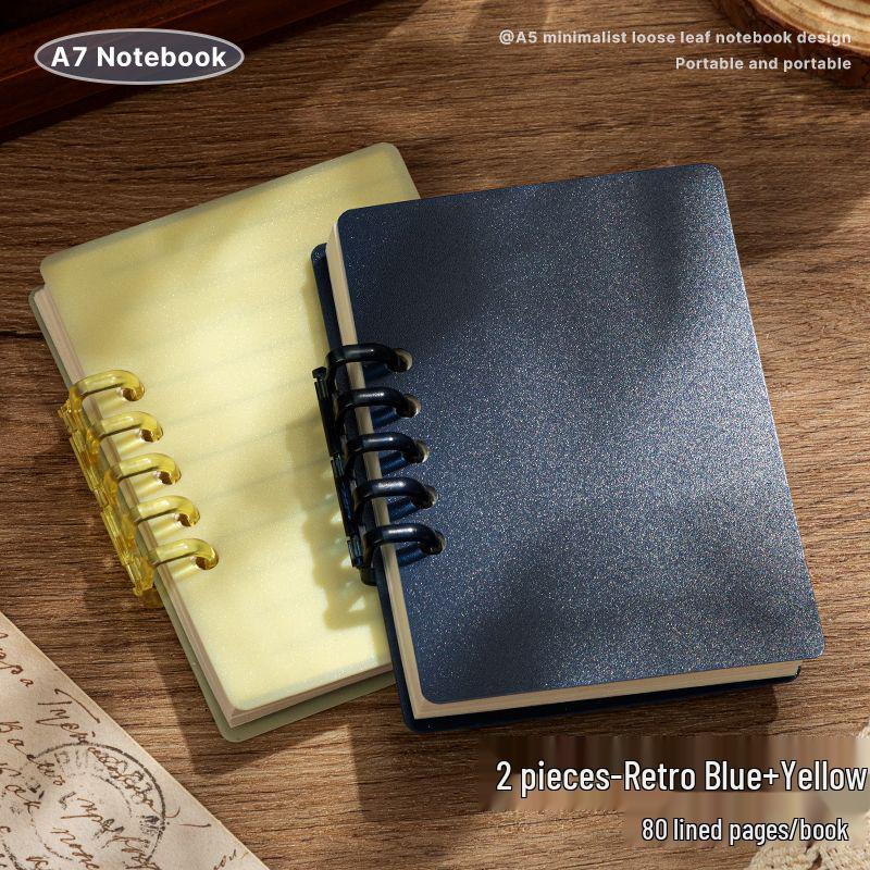A7 Transparent Minimalist Loose-Leaf Spiral Pocket Notebook, Lined for Single Words