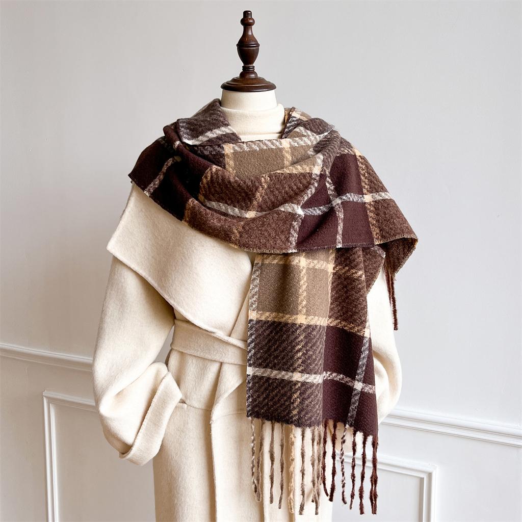 Luxury Winter Plaid Scarf for Women Men British Style Cashmere Scarves With Tassel  Female Winter Warm Neck Scarf Acrylic Shawl