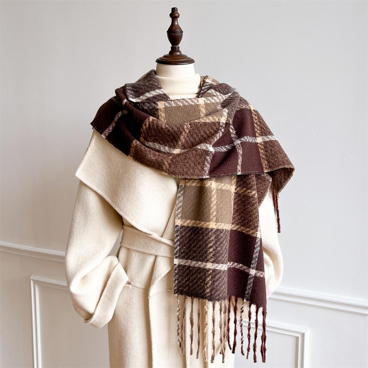 

New Embossed Cashmere Women s Winter Scarf Warm Chunky Shawl Luxury Designer Tassels Pashmina Bufanda Lady Wrap Man Scarves for daily use 30x180cm