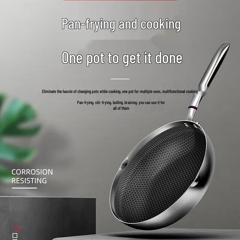 KOBACH Honeycomb 316 Stainless Steel Fry & Stir-fry Pan Set, 30cm