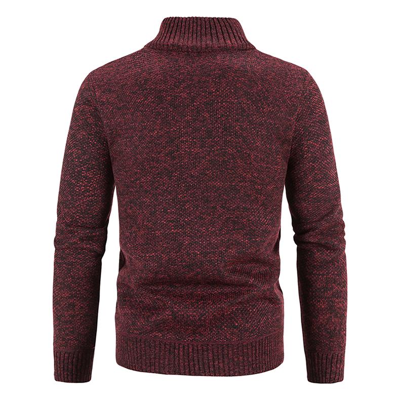 Cardigan de toamnă/iarnă pentru bărbați mărime plus, din catifea îngroșată, cu guler înalt - Palton cu croială slim.