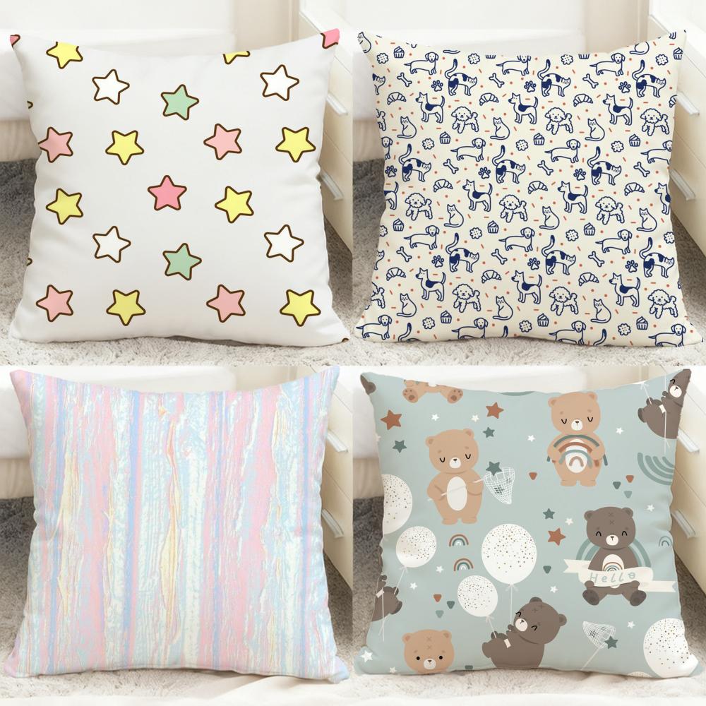 Cute Cartoon Texture Cushion Cover Comfortable Reversible Pillow Cover Ideal for Car Sofa Bedroom Beyond
