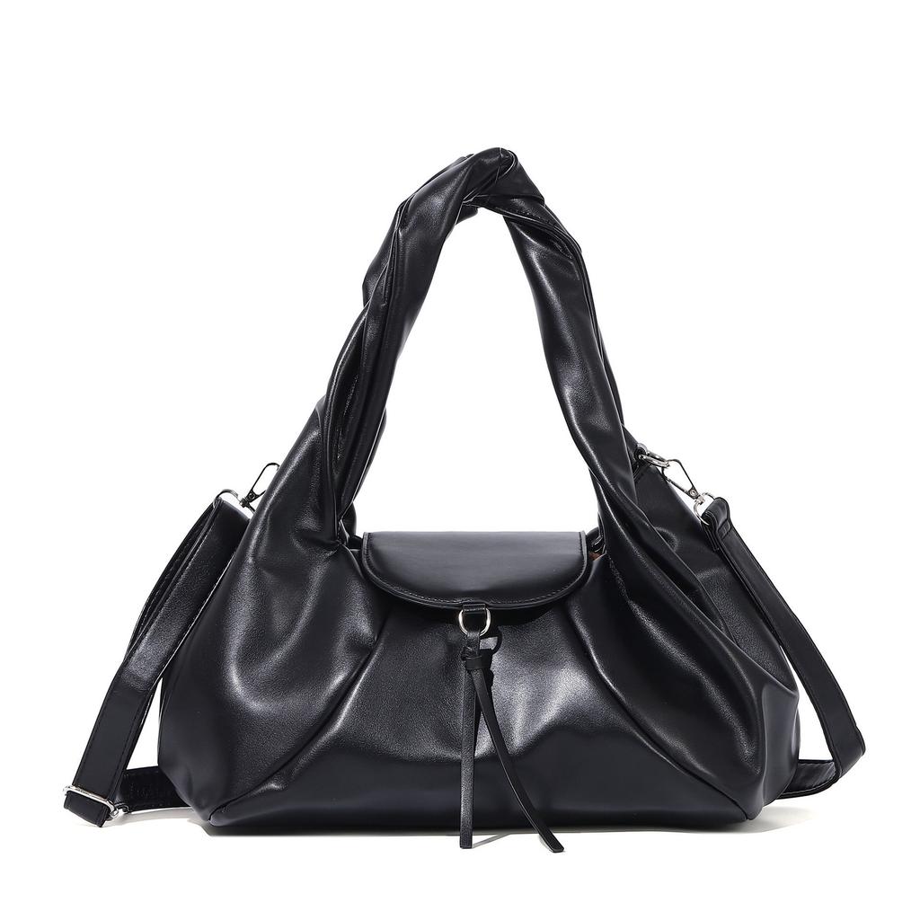 Cross-Border Autumn Winter Retro New Handheld Dumpling Bag Large Capacity Fitness Sports Storage Bag Single Shoulder Crossbody Pleated Bag