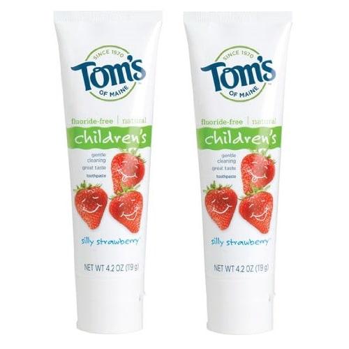 Tom's of Maine Strawberry Fluoride-Free Toothpaste, 119g/4.2oz, Set of 2, Ships Directly from Overseas