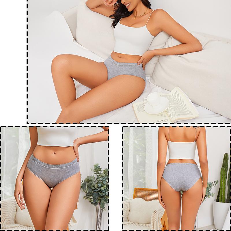 4PCS/Set Women Cotton Panties Sexy Low Waist Briefs Lace Cotton Female Comfortable Underwear Solid Color Soft Lingerie