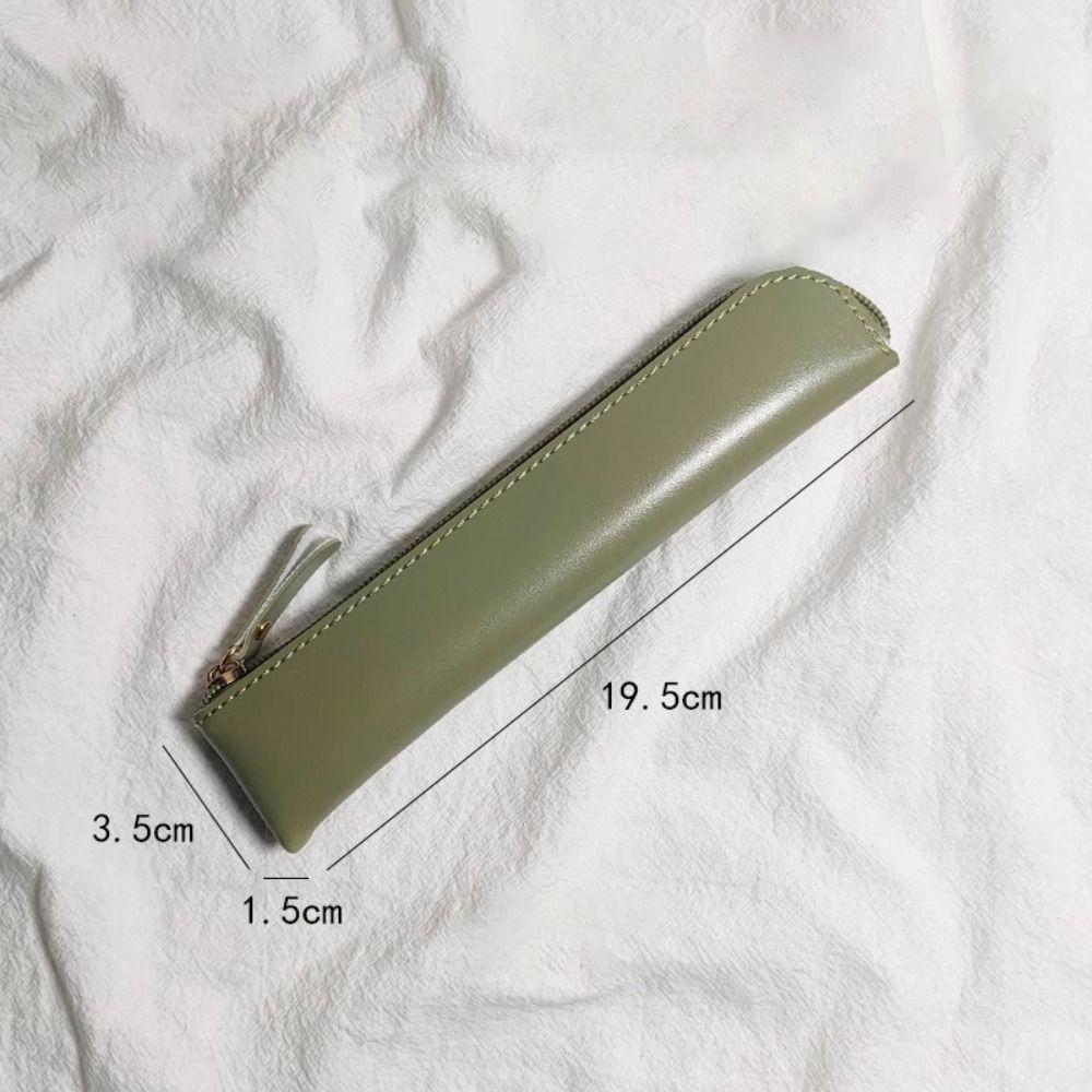 Soft Thin Pencil Case PU Pen Storage Bag Vintage Pencil Bags Office Accsesories