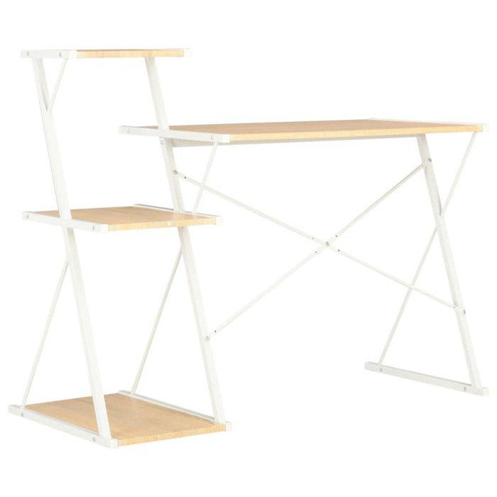 VidaXL Bureau avec étagère Blanc et chêne 116x50x93 cm 20291