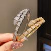 Animal Inspired Jewelry Braided Snake Shape Copper Bracelet With Zirconium Accents For Women