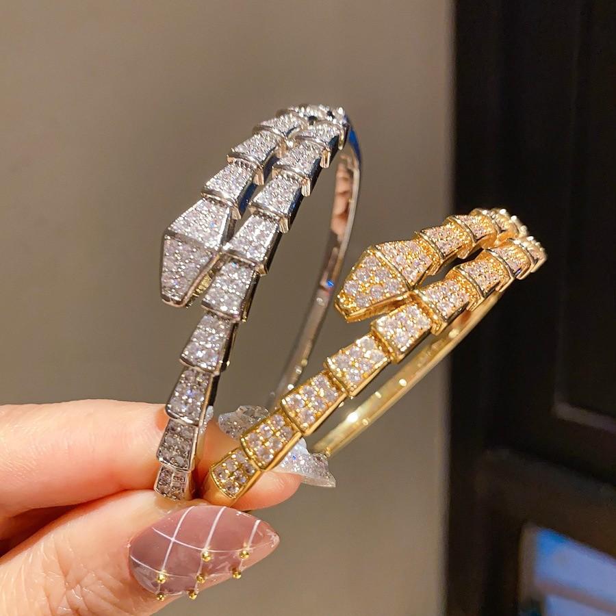 Animal Inspired Jewelry Braided Snake Shape Copper Bracelet With Zirconium Accents For Women