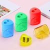 4 Piezas Sacapuntas de Doble Agujero para Niños Estudiantes Sacapuntas Transparente con Caja para Virutas Sacapuntas Manual Portátil para Escuela Oficina Hogar