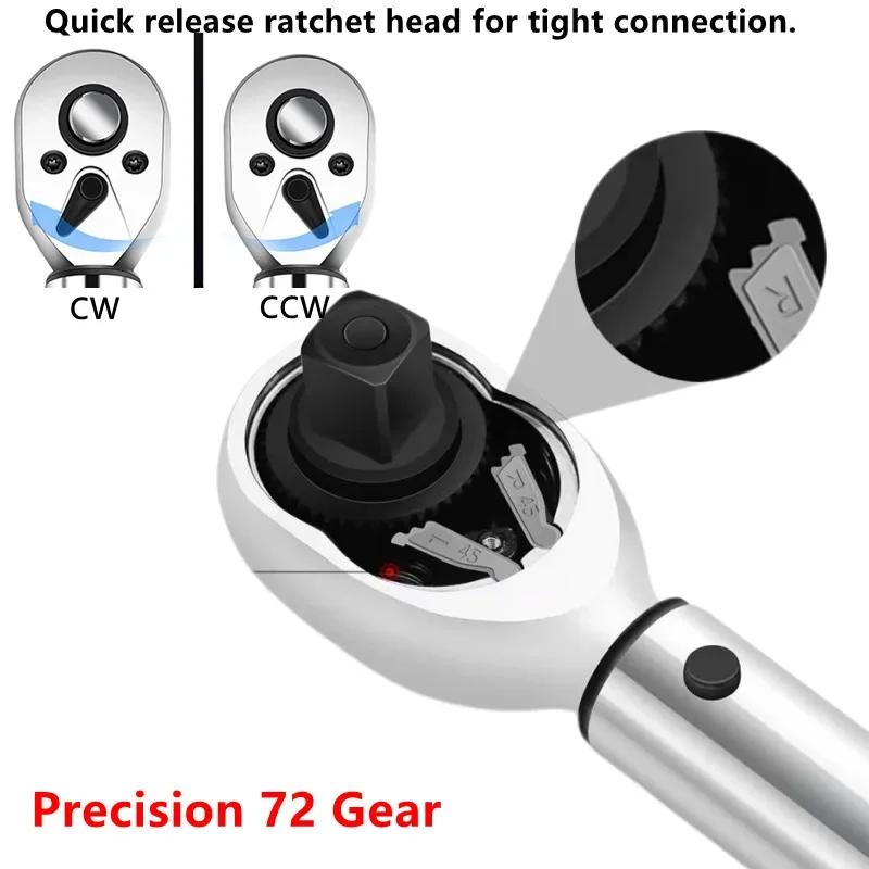 TINSOL 15Pcs Set Bicycle Torque Wrench Set 1/4" 2-24Nm Dual Direction Bike Allen Key Tool Socket Preset Type Spanner Pro Repair