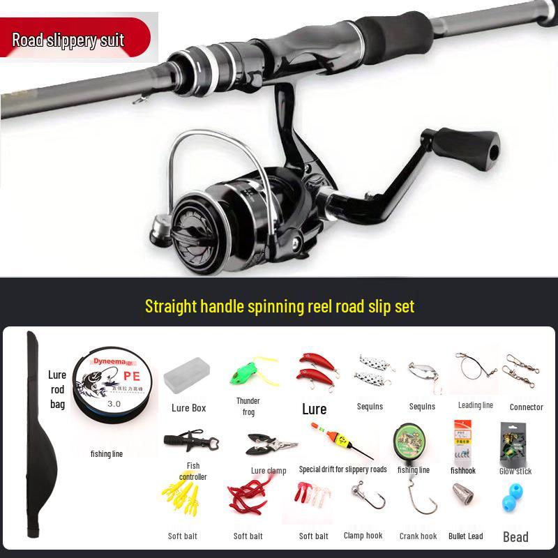 Beginner's Complete Lure Fishing Set: Long-Casting Rod with Guide Rings