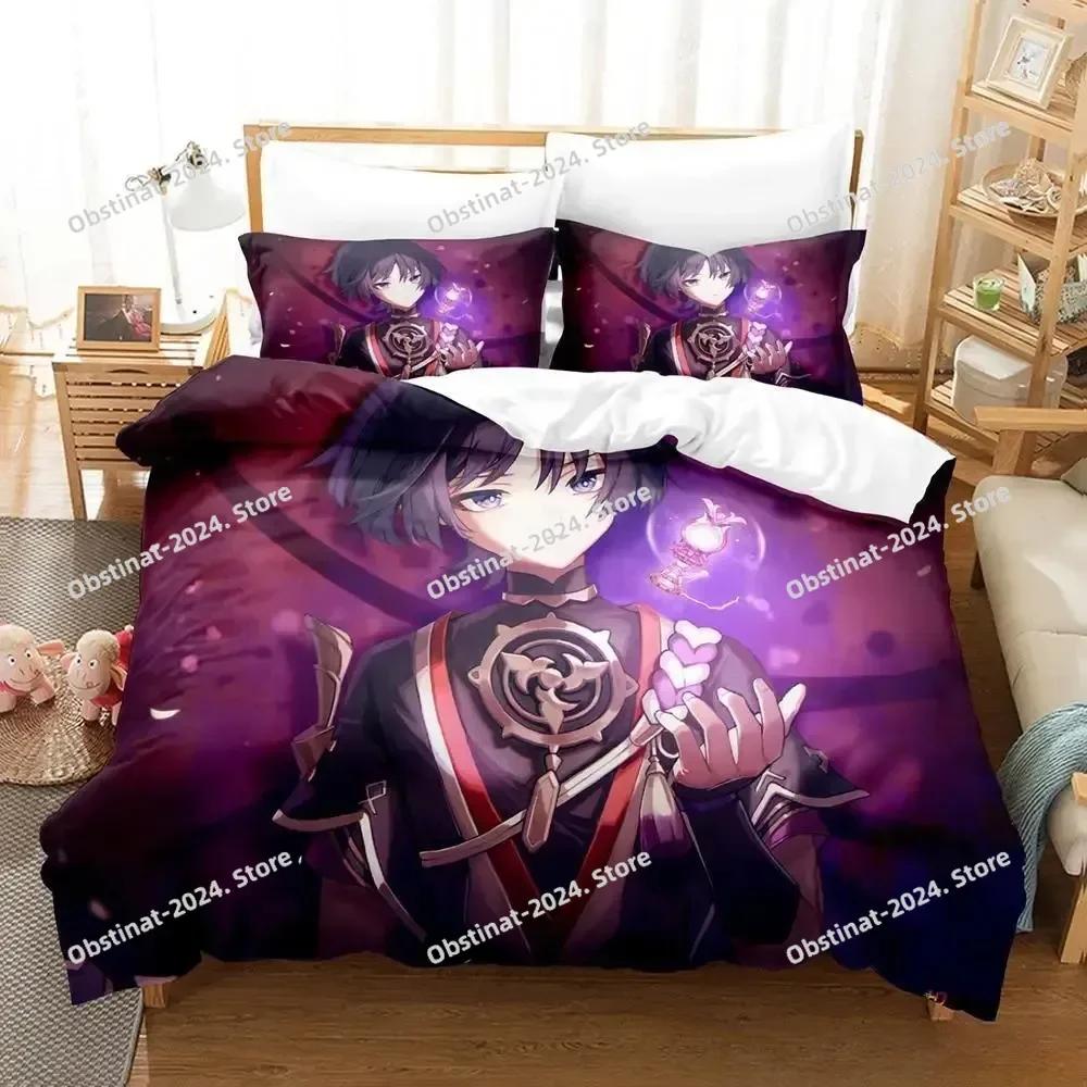 Anime Game Genshin Impact Scaramouche Beding Set Printed With Pilowcase Soft Duvet Cover Soft Single Double Quen Super King-Sized Dimensionsd