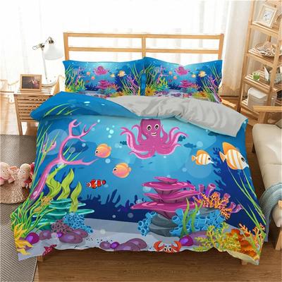 Cartoon Octopus Comfortable Duvet Quilt Cover Pillowcase Bedding Set Children Bedroom Decoration Home Textile