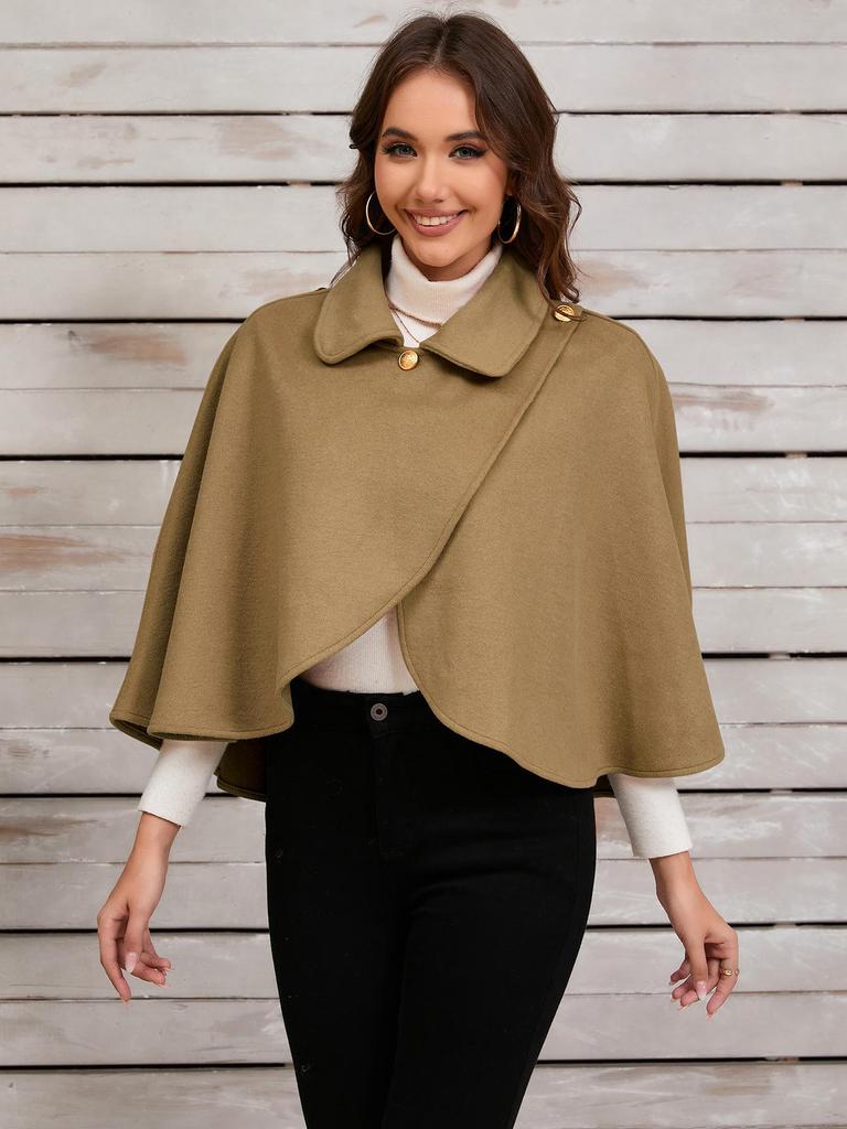 Women's 2024 Autumn/Winter Woolen Cape Shawl - Short, Versatile, Plus Size, European & American Style.