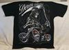 MOTORCYCLE GRIM REAPER SKELETON SCYTHE BIKER LOWRIDER DEATH RIDER T-shirt
