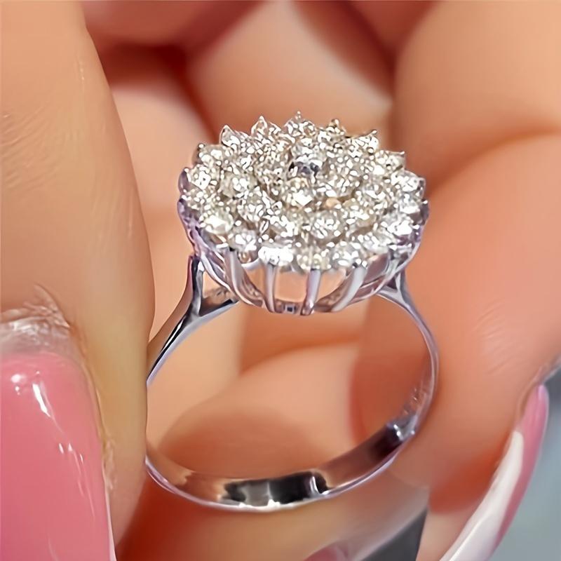 

A Lady s Engagement Ring, Luxurious And Exquisite Flower Ring Set With Synthetic Zirconia, A Romantic Wedding Jewelry For Brides For Engagement Or Wed 5