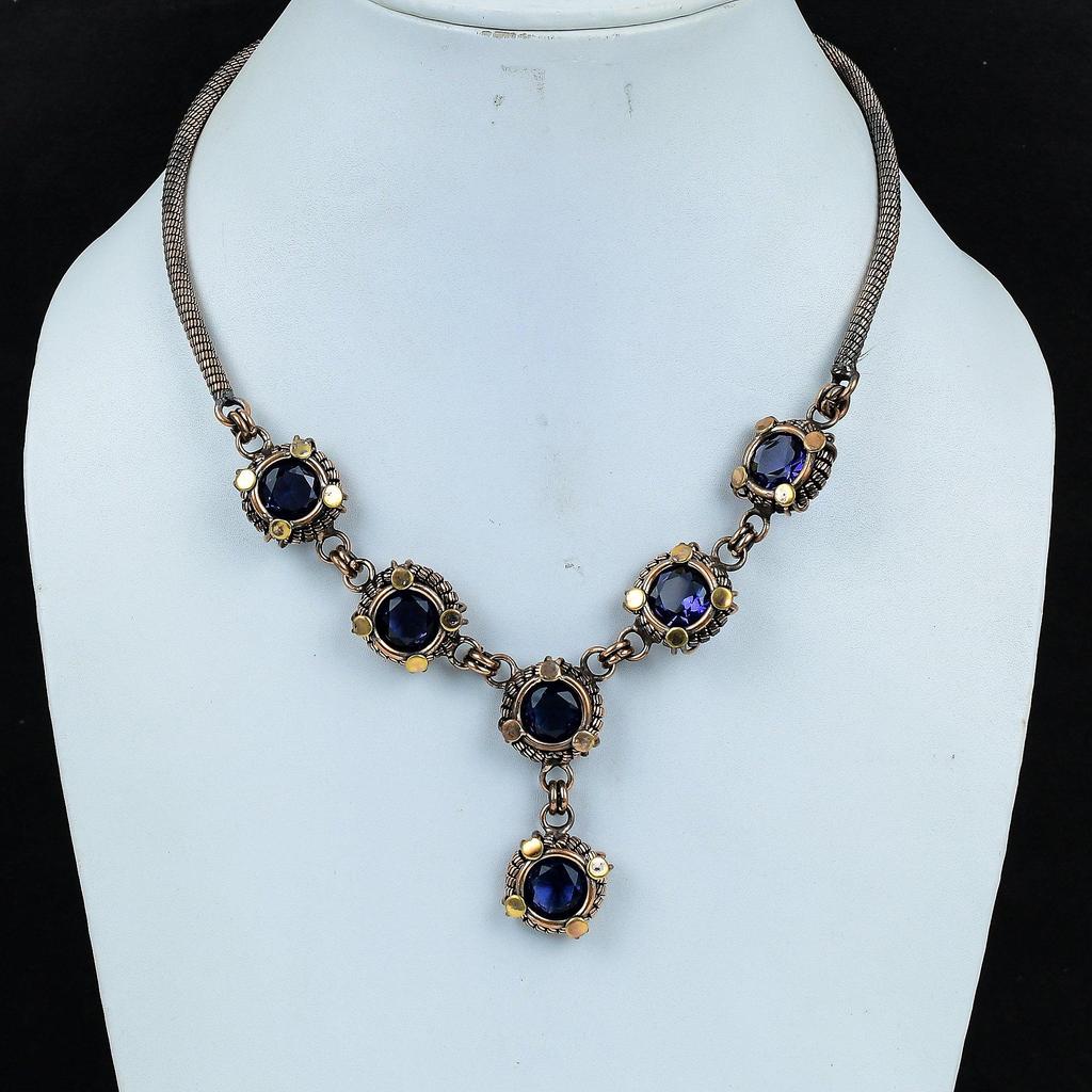 Amethyst Necklace Handmade Jewelry, 999 Copper Wire Wrapped Necklace Designer Gemstone Jewelry Adjustable Chain Necklace Gift For Mom