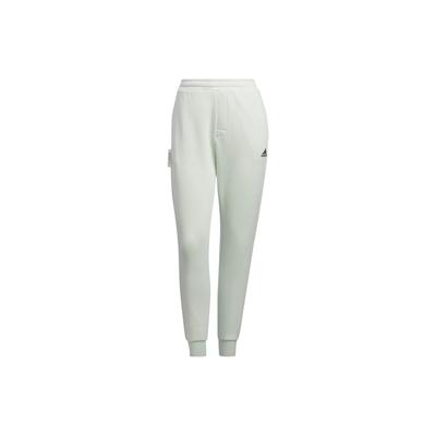 Solid Color Elastic Waistband Logo Embroidered Jogger Pants Women Bottoms Light-Green IB2750