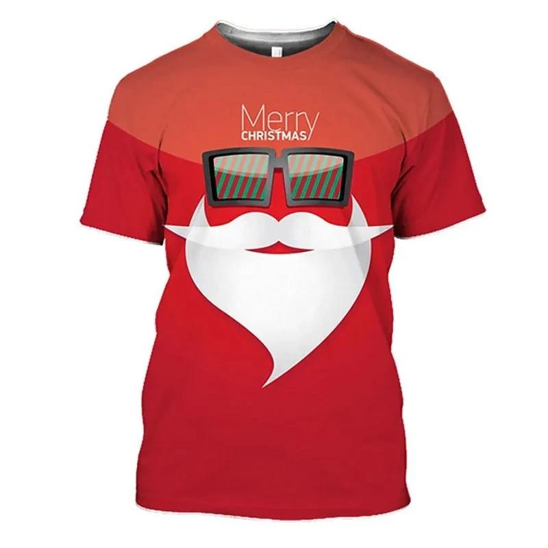 Neues Lustiges Muskel Weihnachten Druck Rundhals Locker Kurzarm Feiertag Streetstyle Herren Übergröße T-Shirt