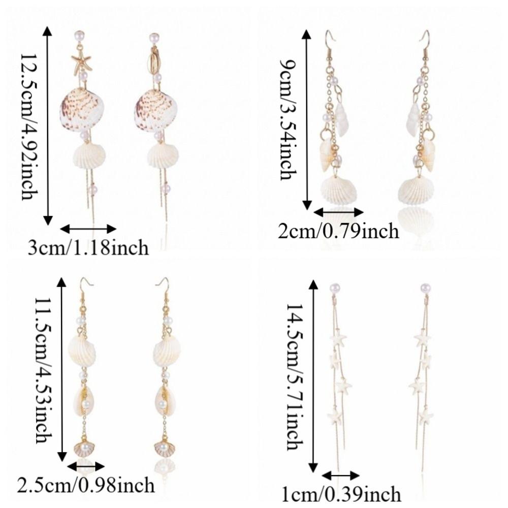 Bohemia Style Conch Shell Drop Earrings Handmade Long Tassel Earrings Women