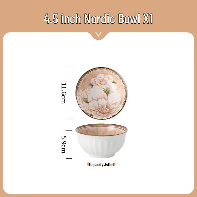 Abay Japanese Style Underglaze Ceramic Rice Bowl Set