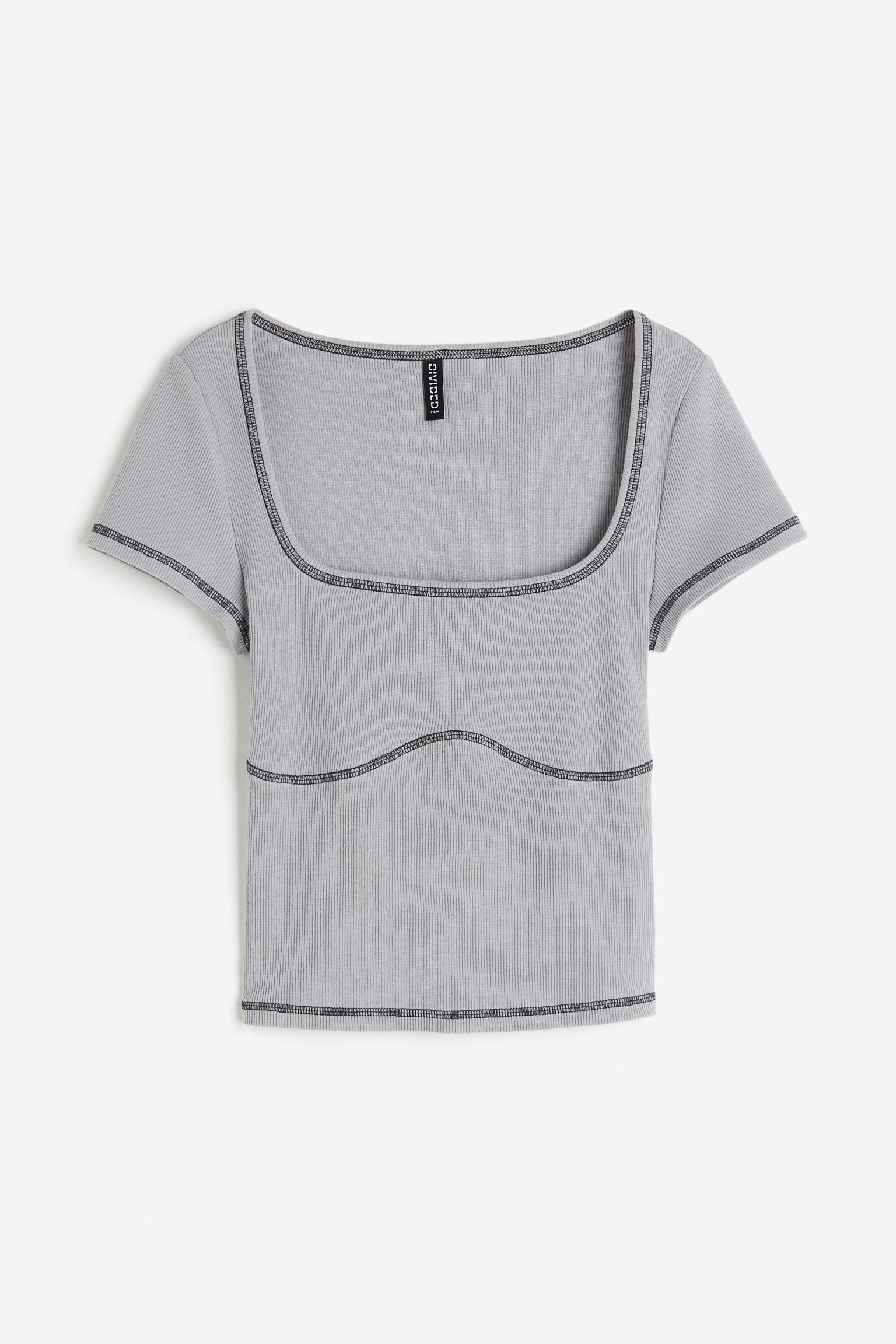 

Flatlock-seam ribbed top