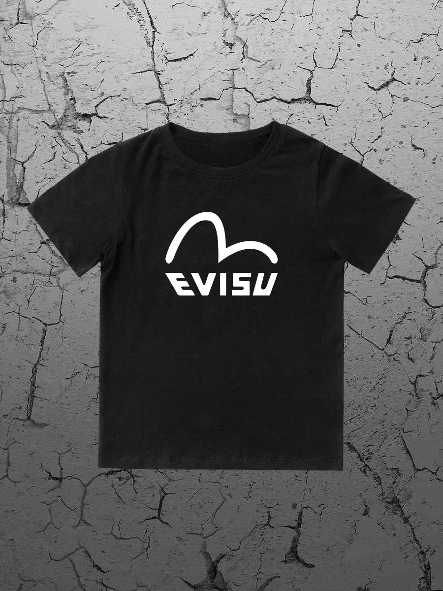 Round Neck Printed Pattern Pullover Short Sleeve Kids Tops Evisu 170