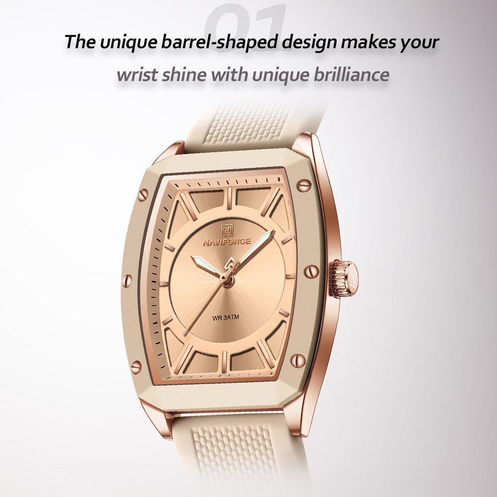 NAVIFORCE Watch for Women Square Elegant Waterproof Luminous Watches Quartz Import Ladies Wristwatch Valentine Day Gifts NF5049
