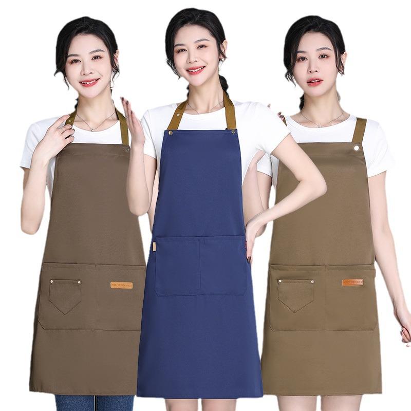 Adjustable Waterproof & Oil-proof Printed Apron with Logo and Text, Thickened Material, Stain-resistant, with Neck Strap.