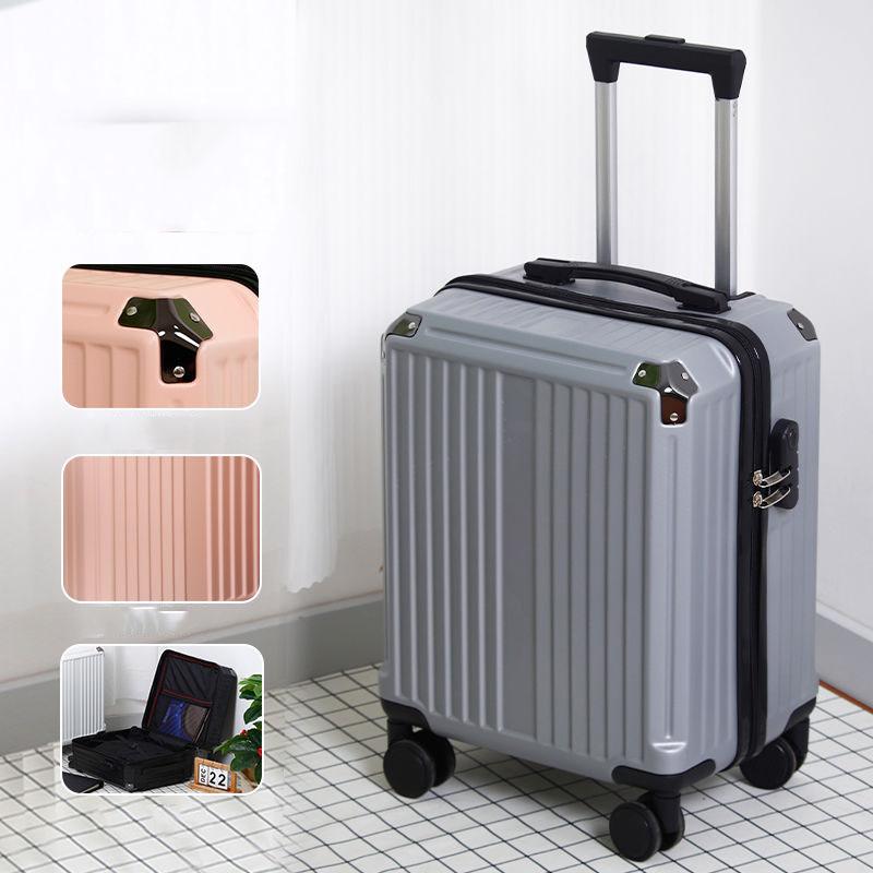

Новый 20-дюймовый ручной багаж, маленький и легкий дорожный чемодан, багаж с выдвижной ручкой, бесшумные колеса с защитой от ударов, кодовый замок серебряный