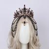 Lolita Corona Aureola Solare Fascia per Capelli Catena di Perline con Nappe Ali d'Angelo Fascia con Spine di Rosa Gotico Vintage Diadema Mary Barocco Copricapo