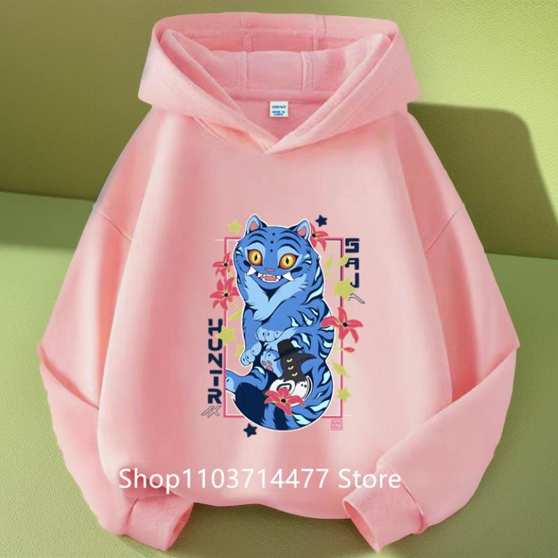 

K-pop Толстовки Охотники на демонов Девушка Тонкая Толстовка с капюшоном Осенний Спортивный костюм Худи Спортивная одежда Пуловер с длинным рукавом Детская одежда 160