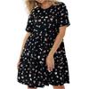 Women's Short Sleeve Round Neck Flower Print Dress Fashion Casual Skirt