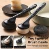Pot Brush with Steel Ball Head Anti-Slip Grip Hanging Hole Long Handle Dishes Scrubber Kitchen Cleaning Tool
