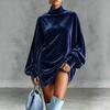 2026 Women's High Collar Golden Velvet Batwing Sweatshirt - European & American Style
