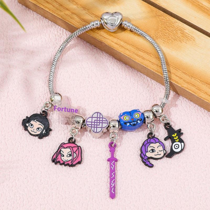K-Pop Demon Hunters Series Bead Metal Enamel Pendant Bracelet Personalized Beads Bracelet Fans Cosplay Party Jewelry Gifts